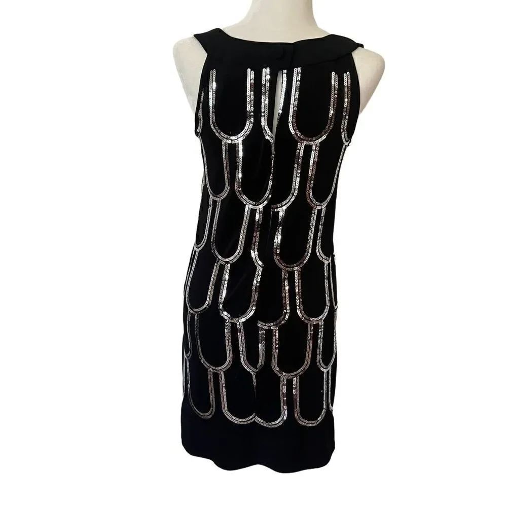 Black Sequined Cocktail Dress. Sleeveless. Size 4. Great Condition!